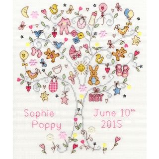 Borduurpakket Baby girl geboortetegel - Bothy Threads