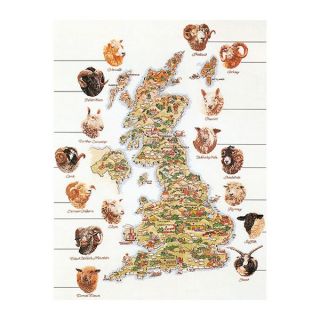 Borduurpakket Kaart van Engeland - Schapen - Thea Gouverneur