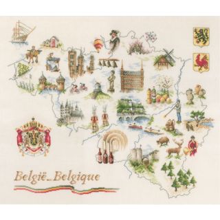 Borduurpakket Kaart van België  - Lanarte