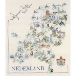 Borduurpakket Kaart van Nederland  - Lanarte