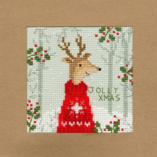 Borduurpakket kerstkaart Jolly Xmas - Bothy Threads