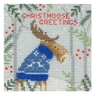 Borduurpakket kerstkaart Xmas Moose - Bothy Threads
