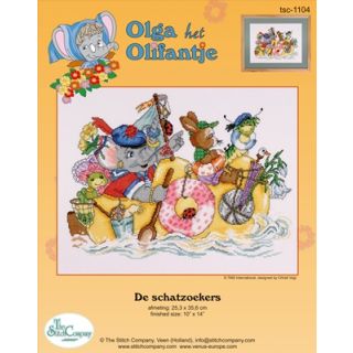 Borduurpakket Olga het Olifantje Schatzoekers Aida - Stitch Company