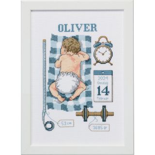 Borduurpakket Oliver geboortetegel - Permin