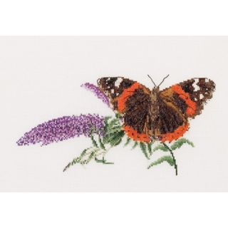 Borduurpakket Atalanta vlinder op Budlea Linnen - Thea Gouverneur
