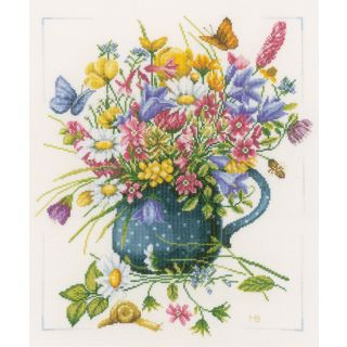 Borduurpakket Veldbloemen in een vaas - Marjolein Bastin