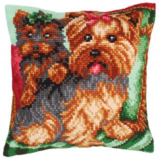Kussen borduurpakket Dogs on the Armchair - Collection d'Art
